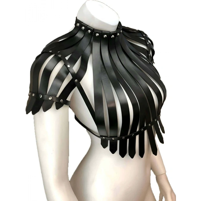 Arkası Açık Deri Crop Büstiyer Harness - APFT1257