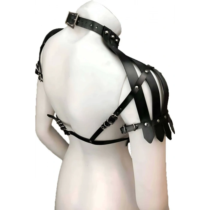 Arkası Açık Deri Crop Büstiyer Harness - APFT1257