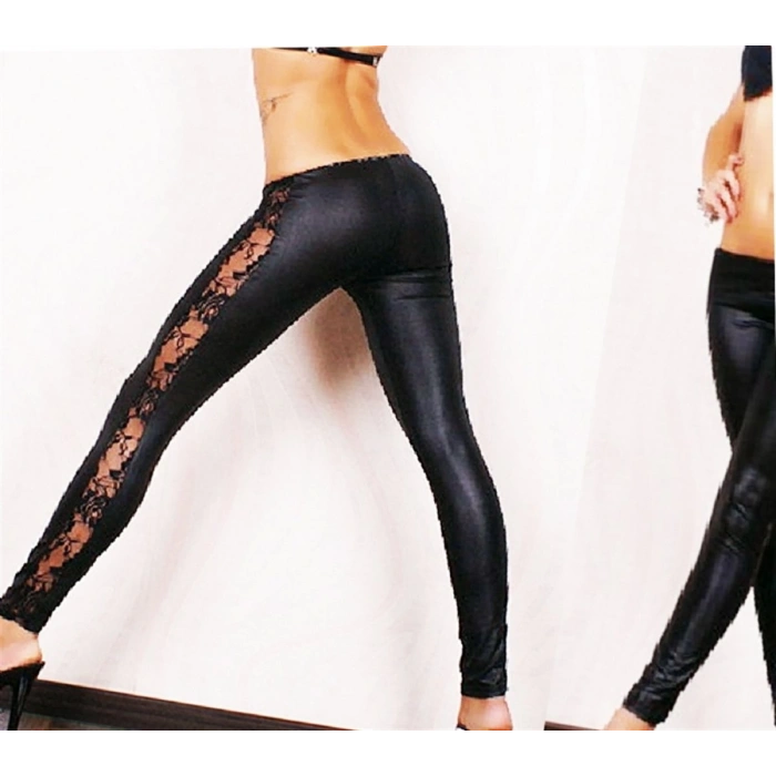 B101228 Dantel Detaylı Lame Tayt