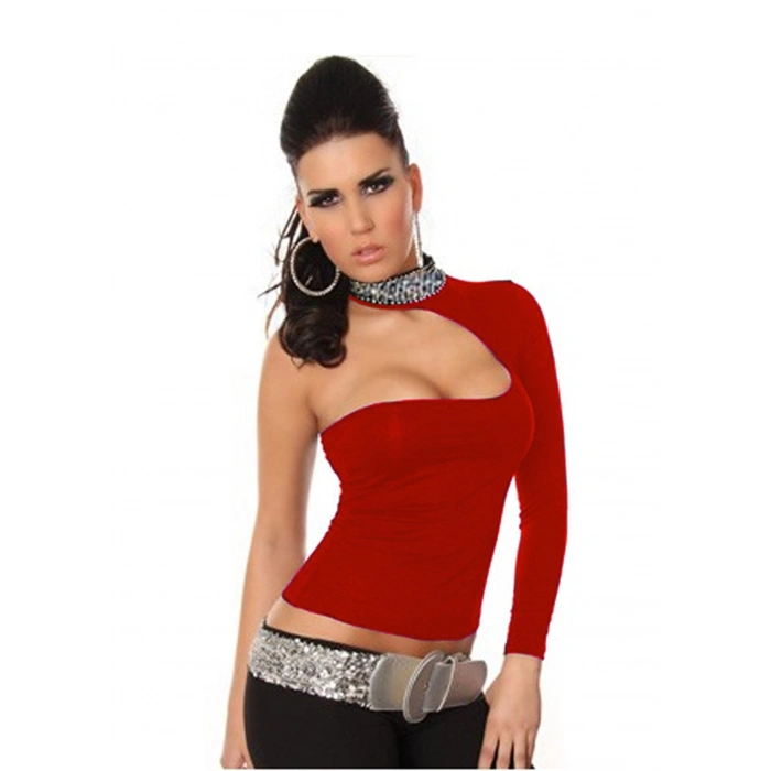 B101432 Pul Payet Aksesuarlı Bluz