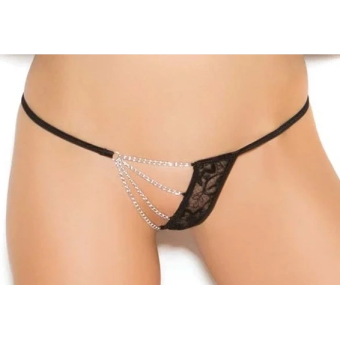 Bacio Fantezi Zincirli Dantelli String-Tanga BC1294