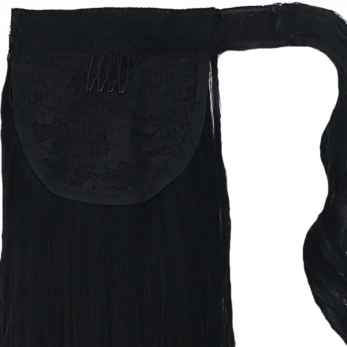 Bağlamalı Düz At Kuyruğu - Siyah