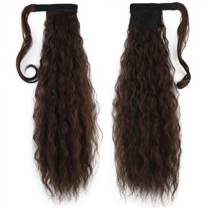 Bağlamalı Kabarık Dalgalı At Kuyruğu - Kahve Karamel