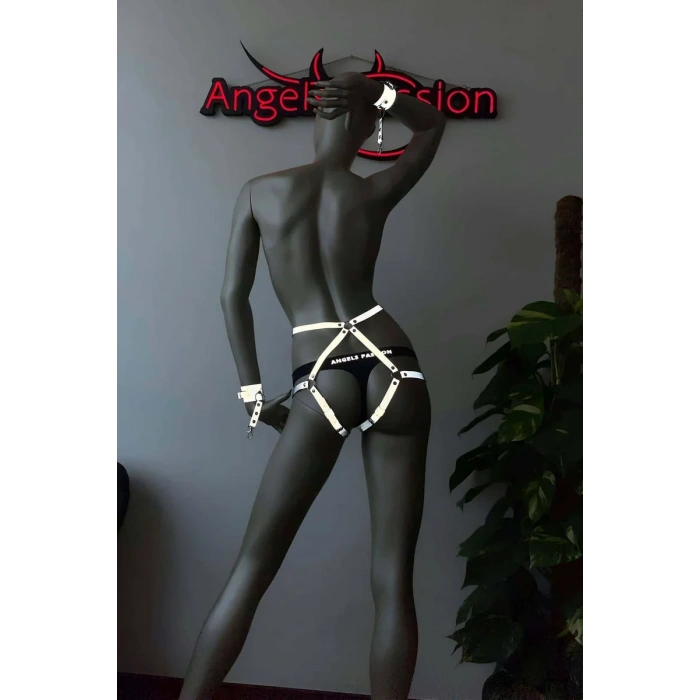 Beyaz Reflektörlü Popo Üzeri Kelepçeli Harness - APFT270