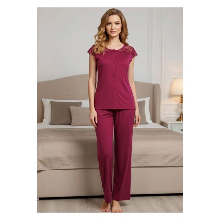 Bordo Penye Pijama Takımı - 1632