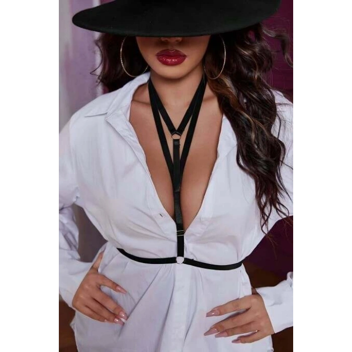 Boyun Ve Göğüs Detaylı Lastik Harness - Brf943