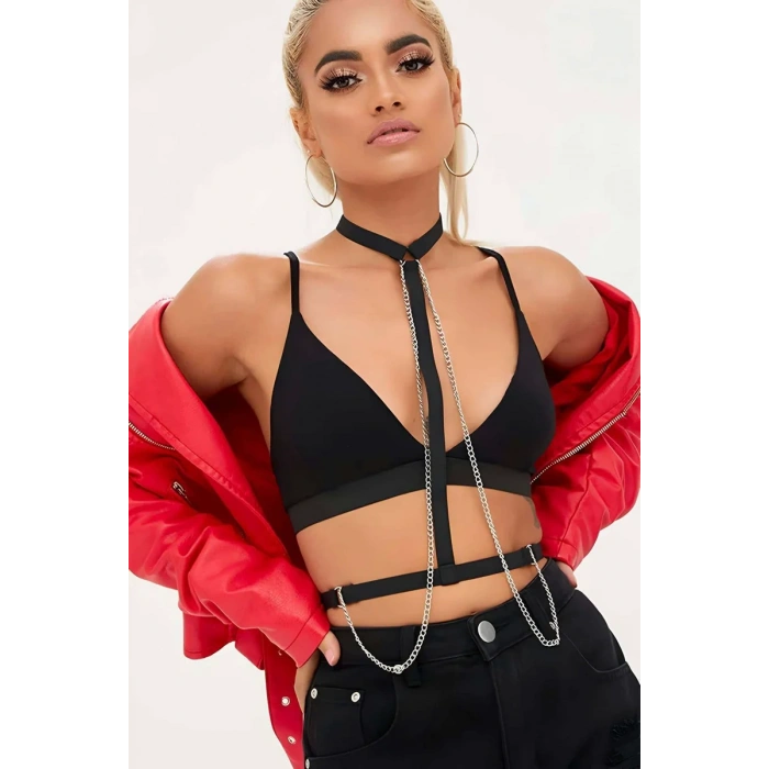Boyundan Bağlı Zincir Detaylı Harness - APFT41