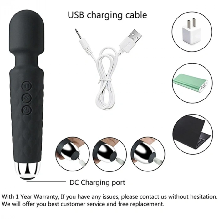 Bükülebilir Başlıklı Wand Vibratör Siyah