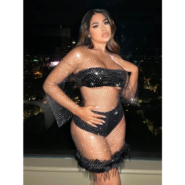 BÜYÜK BEDEN ELBİSE TÜYLÜ