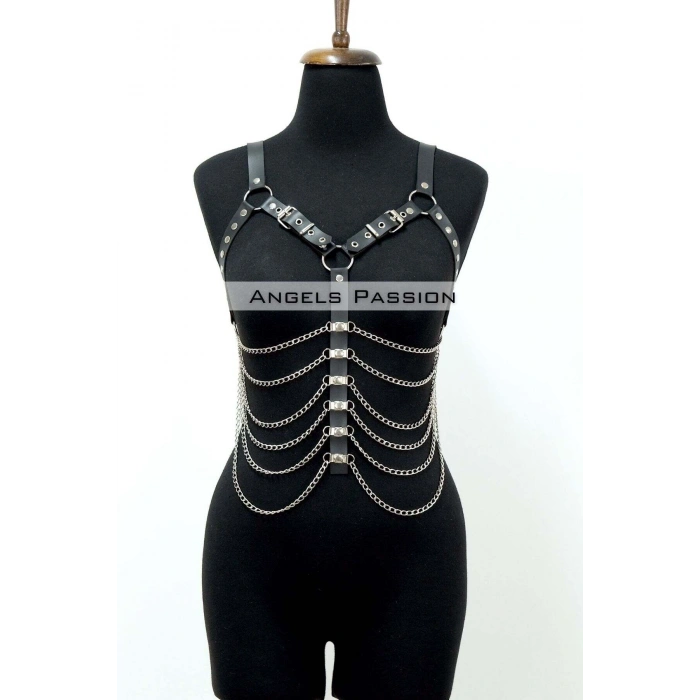 Büyük Beden Zincirli Göğüs Harness - Brf534_s2