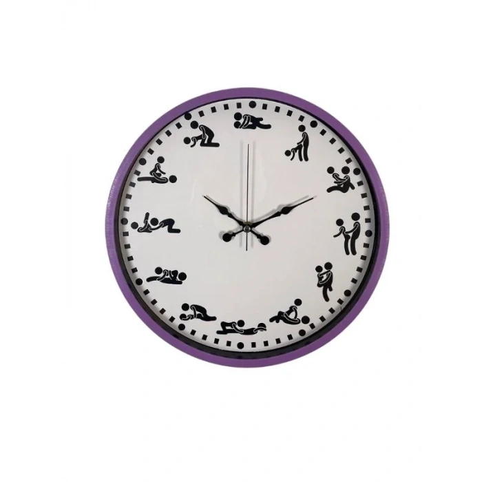 Censan Kamasutra Temalı (Pozizyonlu) Duvar Saati Mor