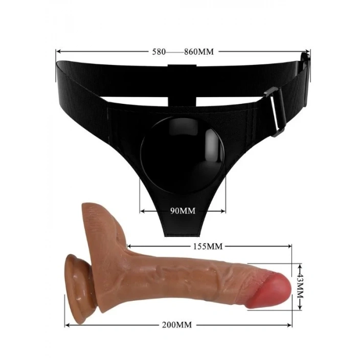 Censan Oher Fışkırtmalı & Titreşimli Belden Bağlamalı Dildo Vibratör