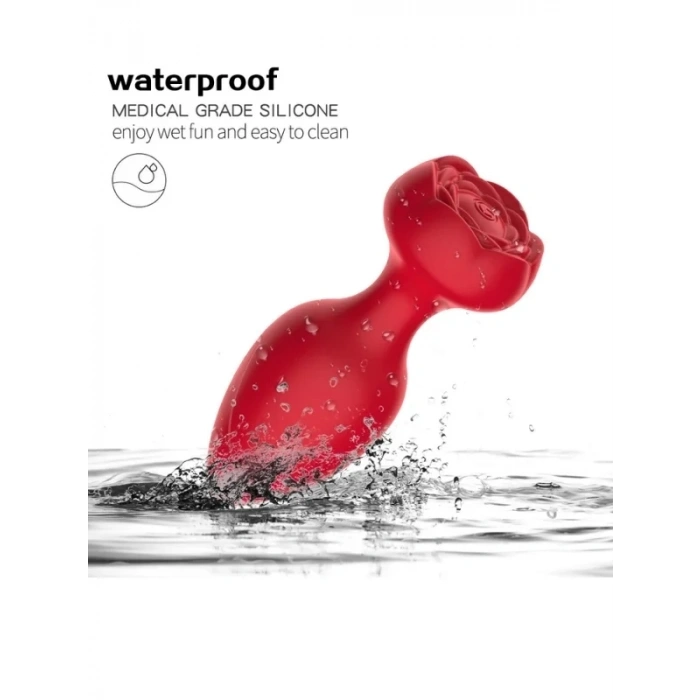 Censan Telefon Kontrollü Full Covered Rubber Rose Anal Plug – Siyah