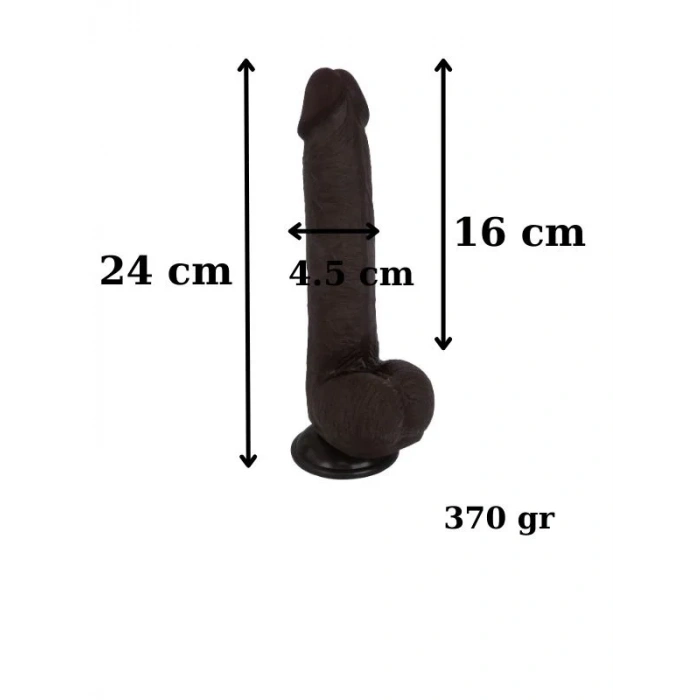Censan Ultra Gerçekçi 24 Cm Brown Melez Kıkırdaklı Dildo