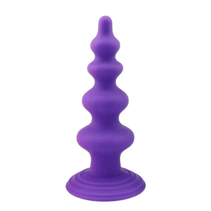 Censan Vantuzlu Boğumlu Silikon Anal Plug Mor
