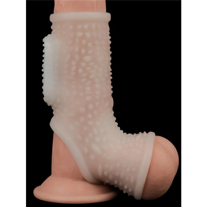 Censan Vibrating Drip Knights Ring with Scrotum Sleeve (Beyaz)