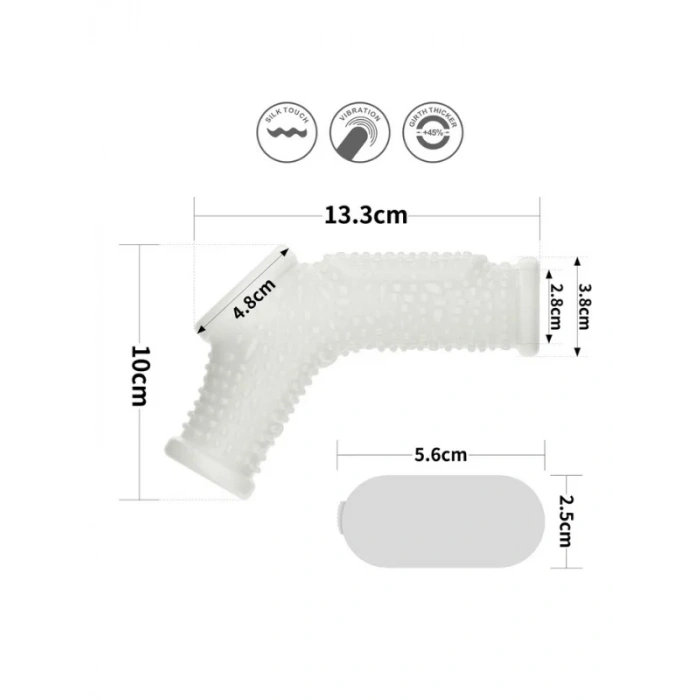 Censan Vibrating Drip Knights Ring with Scrotum Sleeve (Beyaz)