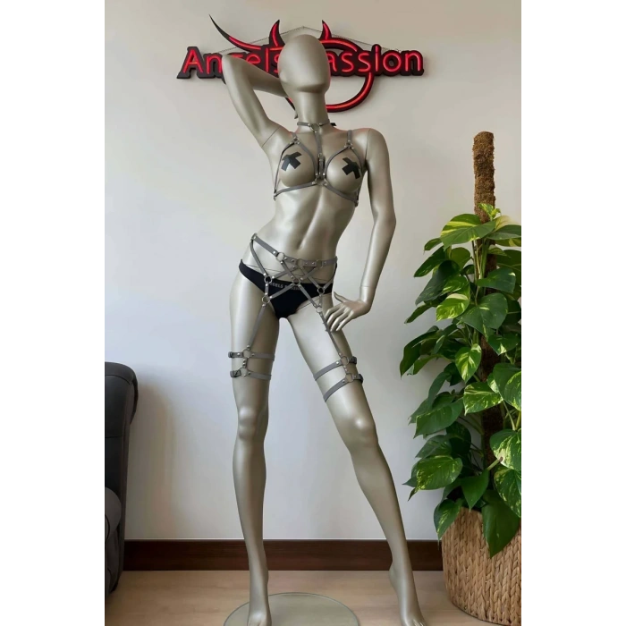 Club Elbiseleri Seksi Karanlıkta Parlayan Reflektörlü Harness Takım - APFT444