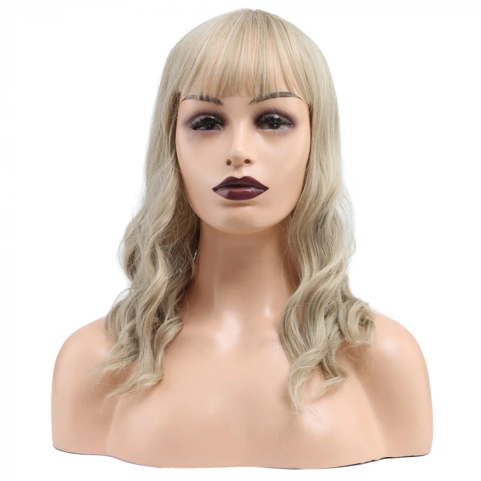 Dalgalı Kısa Perçemli Fiber Sentetik Peruk - Balköpüğü / Platin Röfleli