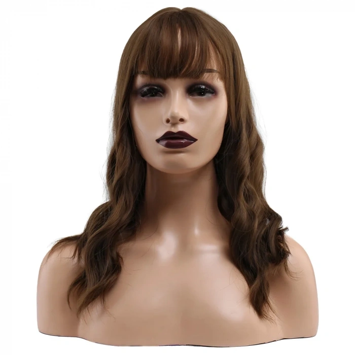 Dalgalı Kısa Perçemli Fiber Sentetik Peruk - Kumral