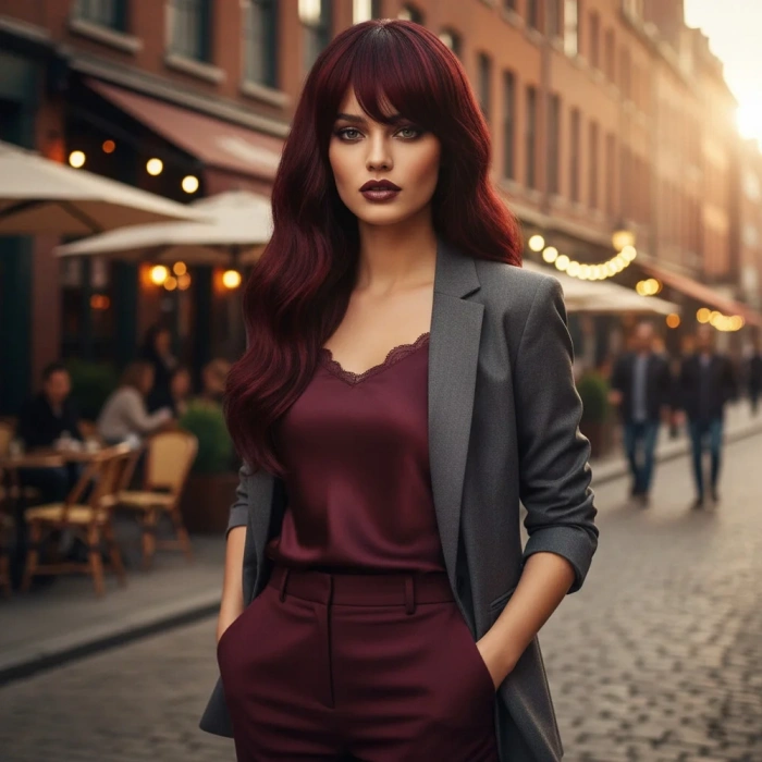 Dalgalı Perçemli Fiber Sentetik Orta Boy Peruk - Kızıl Kahve