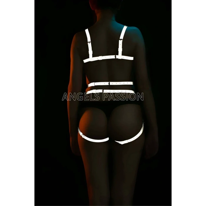 Dansçılar İçin Karanlıkta Parlayan Seksi Harness Takım - APFT453