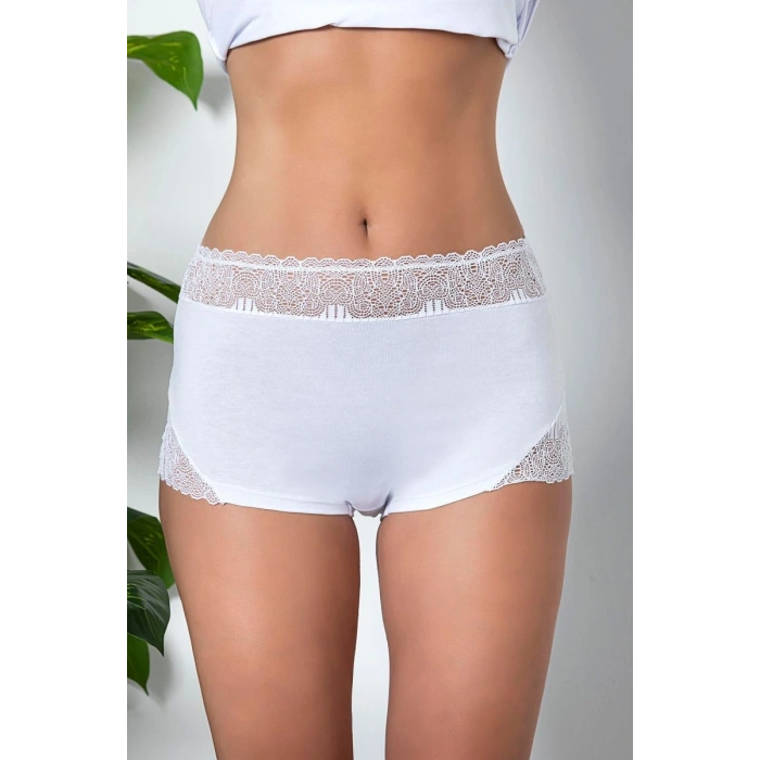 Dantel Detaylı Boxer Beyaz