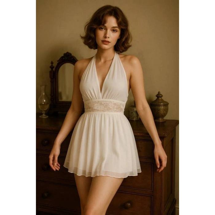 Dantel Detaylı Transparan Babydoll