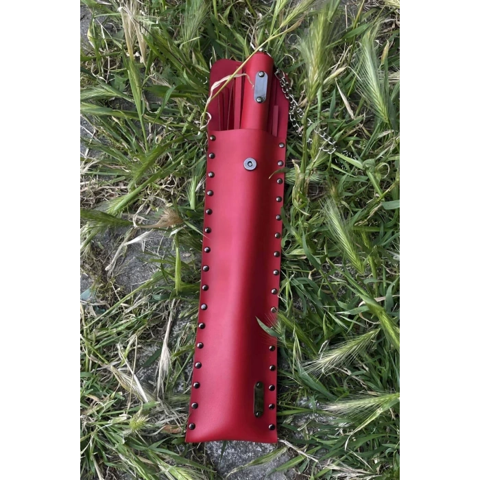 Deri Çantalı Kırmızı Kırbaç, Şık Deri Kırbaç, Sexy Aksesuar - APFT1287