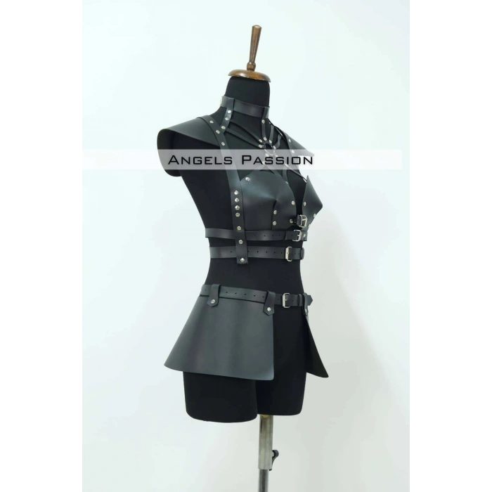 Deri Elbise Harness, Deri Etek Ve Göğüs Elbise - Brf1371