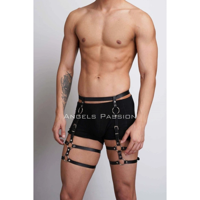 Deri Erkek  Bacak Harness, Erkek  Kot Üzeri Aksesuar - Brfm165