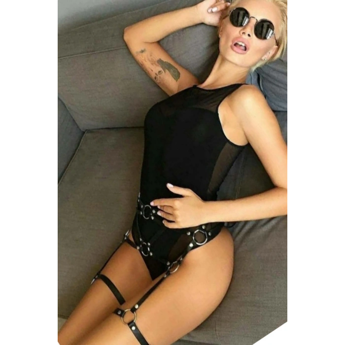 Deri Fantezi Jartiyer Harness - Brf725