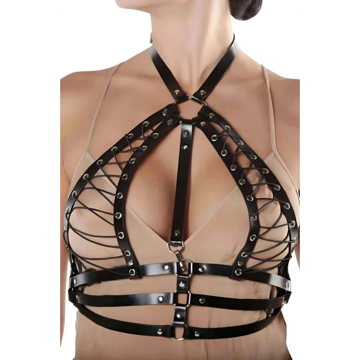 Deri Giysi Üzeri İpli Göğüs Altı Kemer Harness - APFT1077