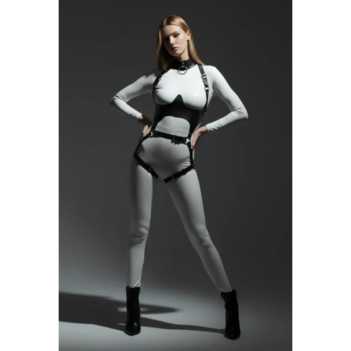 Deri Harness, Göğüs Altı Destekli Harness Takım, Deri Dansçı Kostüm - APFT1402