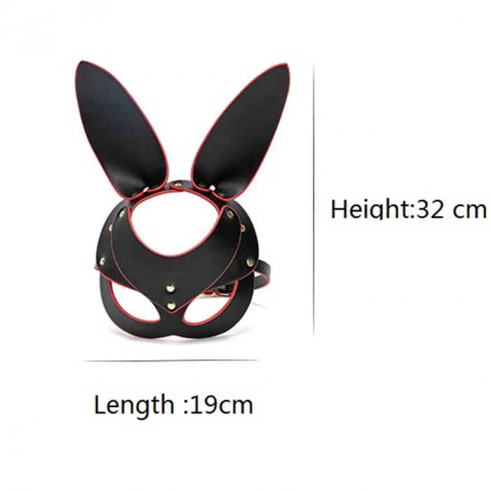 Deri Tavşan Maske Kırmızı