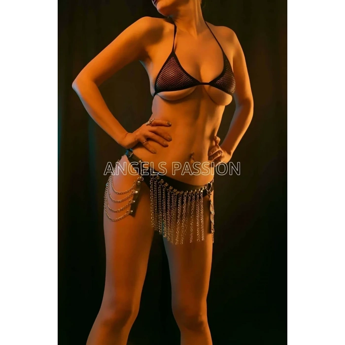 Deri Zincirli Etek Fantezi Giyim