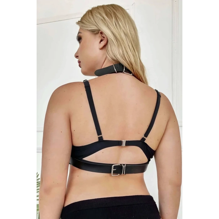 Deri Zincirli Göğüs Harness, Rave Party Aksesuar - APFT945