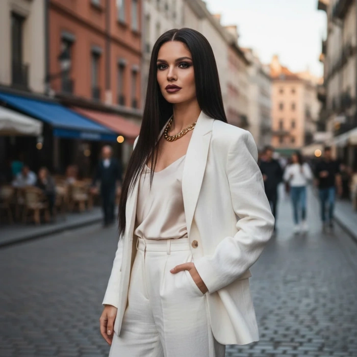 Düz Front Lace Gerçek Tül Peruk - Doğal - 60-65cm