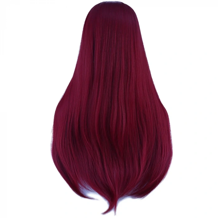 Düz Perçemli Uzun Fiber Sentetik Peruk - Kızıl