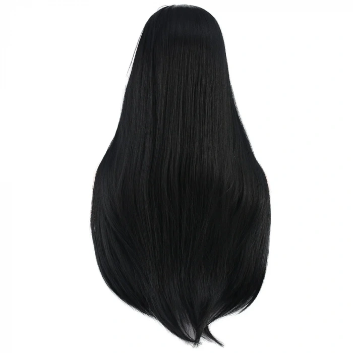 Düz Perçemli Uzun Fiber Sentetik Peruk - Siyah
