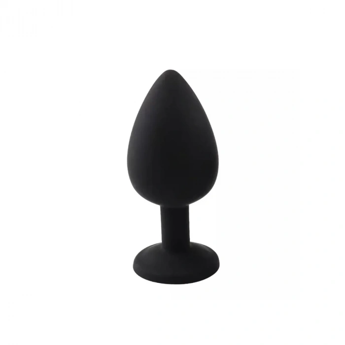 Elmas Taşlı Silikon Kaplı Anal Plug L Büyük Boy 9 cm Siyah