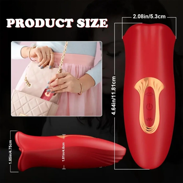 Emişli Dilli Dudak Vibratör Kırmızı