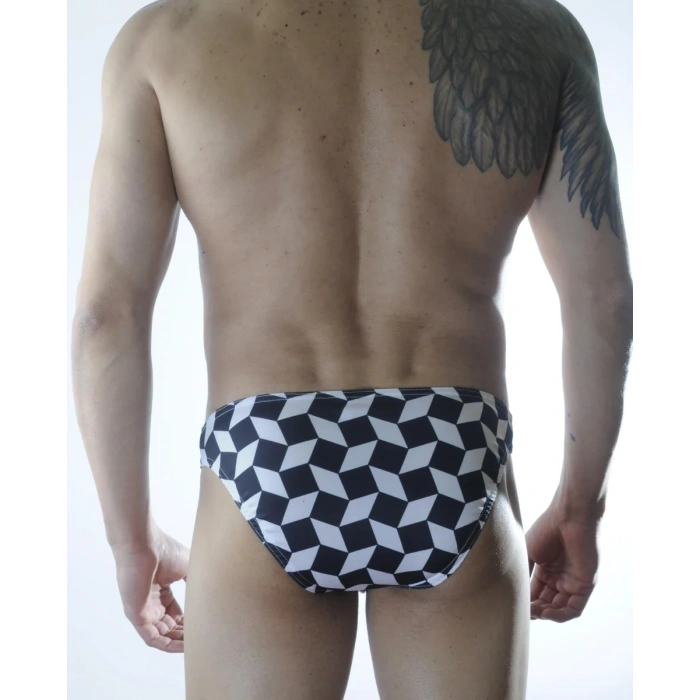 Erkek 3D Küp Desenli Slip Çamaşır