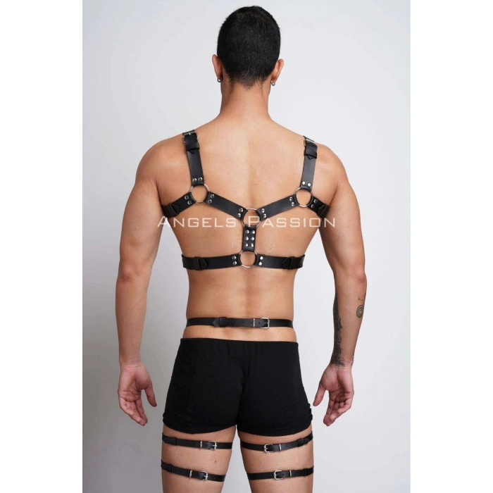 Erkek  Deri Göğüs Harness Ve Bacak Harness Takım - Brfm195