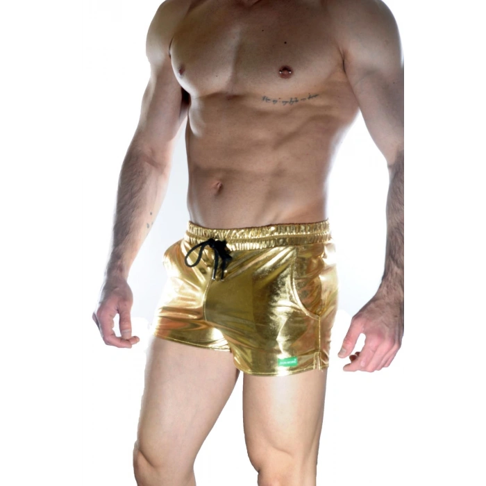 Erkek Gold Lame Short