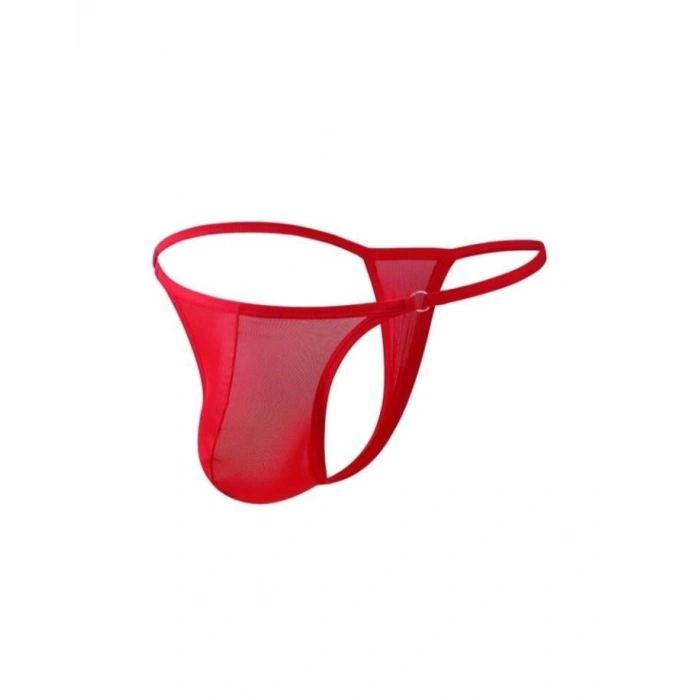 Erkek  Kırmızı Transparan Tanga İç Giyim