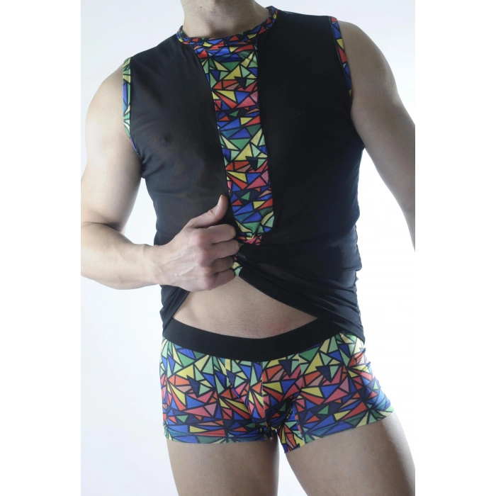 Erkek Transparan Renki Atlet Boxer Takımı