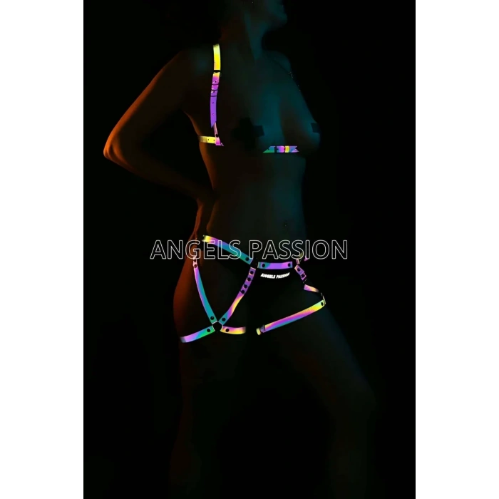 Erotik Giyim Reflektörlü Harness Takım