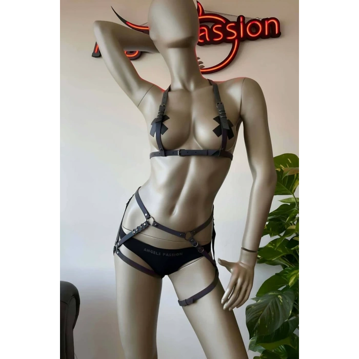 Erotik Giyim Reflektörlü Harness Takım