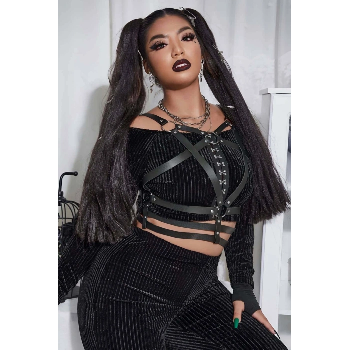 Fantazi Deri Göğüs Harness, Kadın Göğüs Üzeri Harness - Brf955